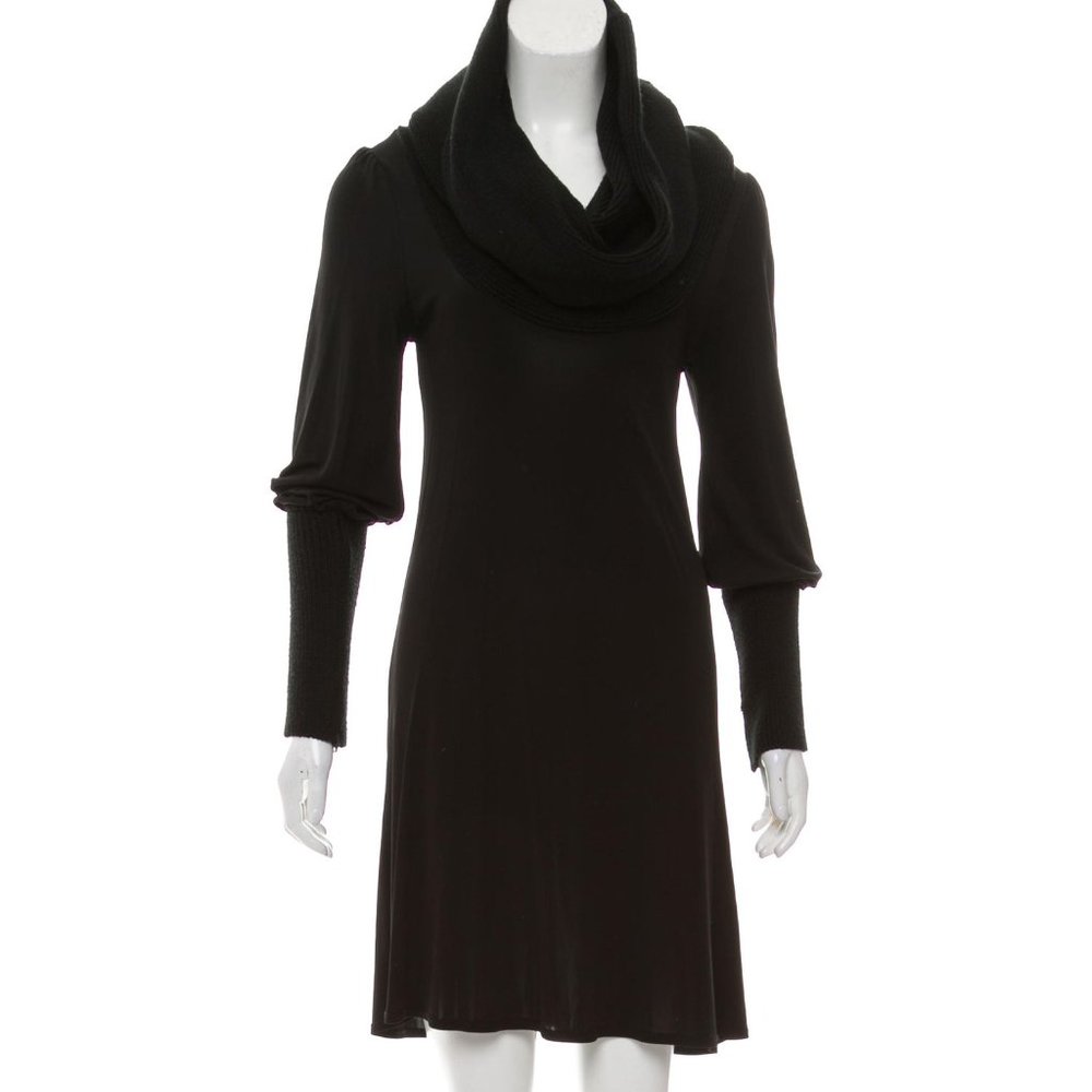 ALICE + OLIVIA Knit-Trimmed cowl neck dress